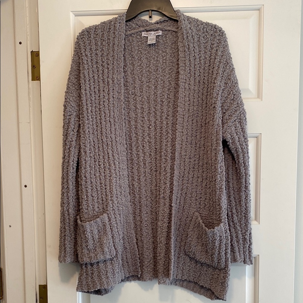 Popcorn Style Open-Front Sweater